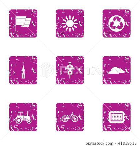 Safe plastic icons set, grunge style 41819518