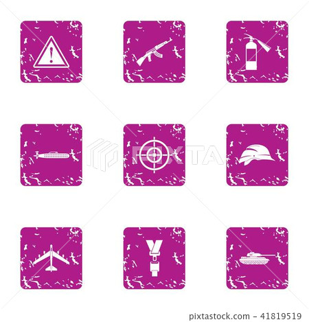 Serviceman icons set, grunge style 41819519