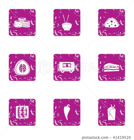 Longevity icons set, grunge style 41819520