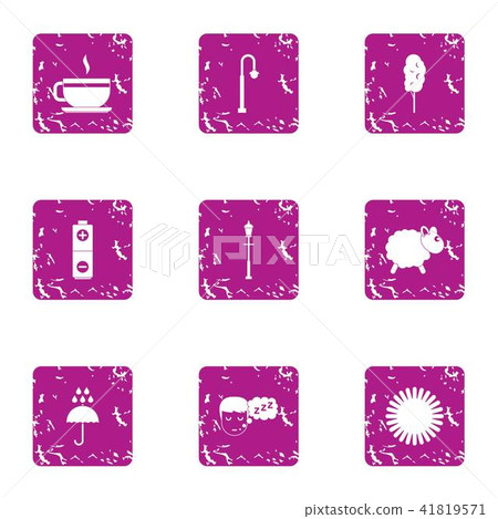 Lethargic icons set, grunge style 41819571