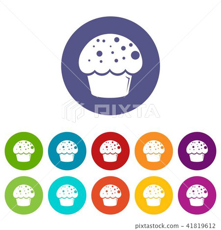 Glaze cupcake icons set vector color Glaze cupcake icons set vector color 41819612
