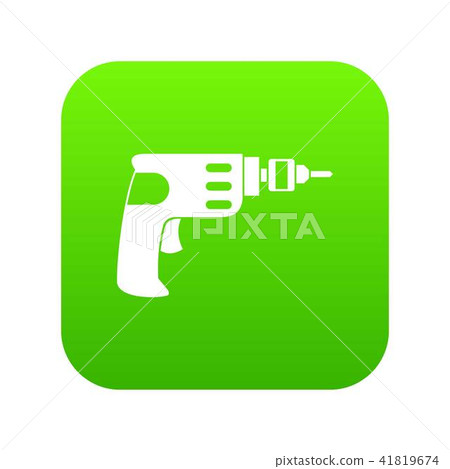 Hand drill icon digital green 41819674