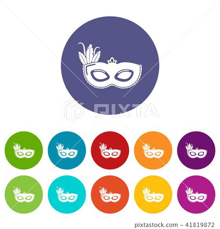 Carnival mask icons set vector color Carnival mask icons set vector color 41819872