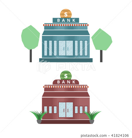 Bank building flat design icon set - Stock Illustration [41824106] - PIXTA