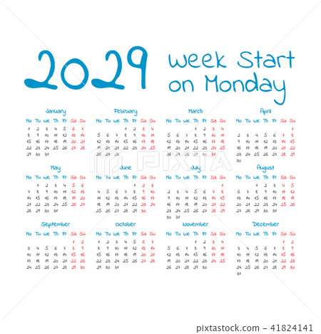 Simple 2029 year calendar 41824141