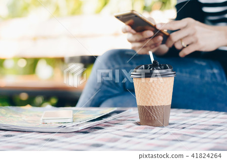 Hot Coffee cup on table. Hot Coffee cup on table. 41824264