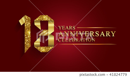 13 years anniversary ribbon gold number. 41824779