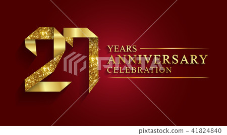 27 years anniversary ribbon gold number. 27 years anniversary ribbon gold number. 41824840