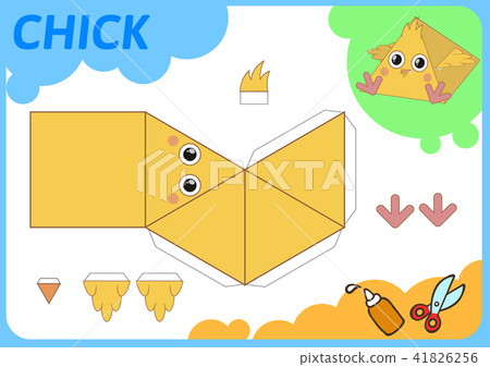 Funny Chicken Paper Model. Small home craft project, DIY paper game. Cut out, fold and glue. Cutouts 41826256