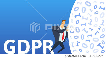 GDPR, General Data Protection Regulation. Man pushing massive digital data cloud on blue background GDPR, General Data Protection Regulation. Man pushing massive digital data cloud on blue background 41826274