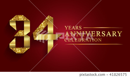 34 years anniversary ribbon golden number. 34 years anniversary ribbon golden number. 41826575