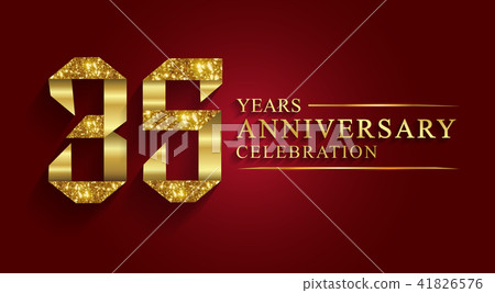 35 years anniversary ribbon golden number. 41826576