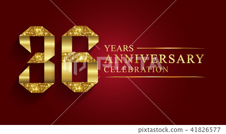 36 years anniversary ribbon golden number. 36 years anniversary ribbon golden number. 41826577