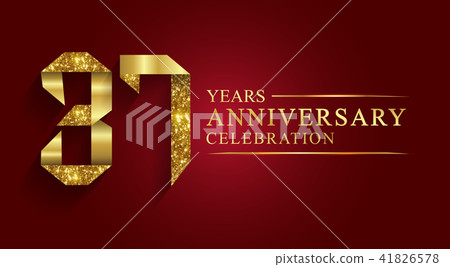 37 years anniversary ribbon golden number. 37 years anniversary ribbon golden number. 41826578