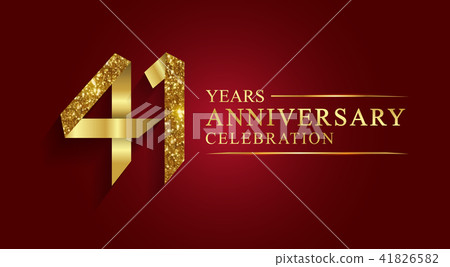 41 years anniversary ribbon golden number. 41 years anniversary ribbon golden number. 41826582