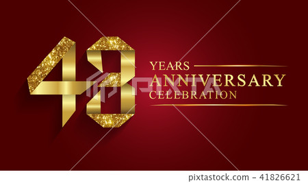 43 years anniversary ribbon golden number. 41826621