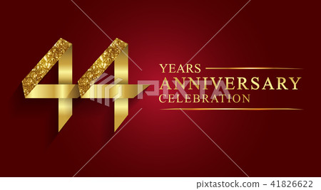 44 years anniversary ribbon golden number. 41826622