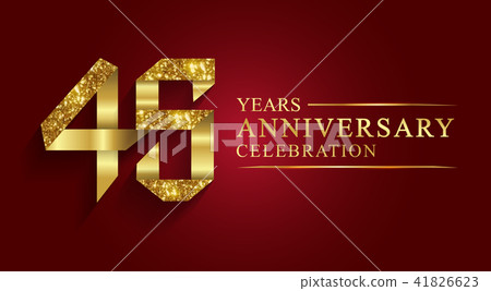 45 years anniversary ribbon golden number. 41826623