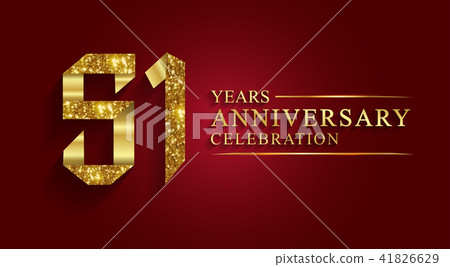 51 years anniversary ribbon golden number. 51 years anniversary ribbon golden number. 41826629