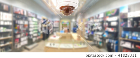 CCTV security panorama with shop store background CCTV security panorama with shop store background 41828311