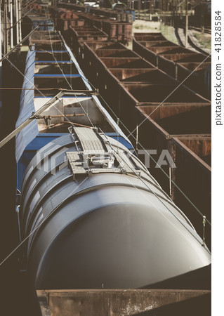 Old rusty cargo trains waiting to renovation. Old rusty cargo trains waiting to renovation. 41828584