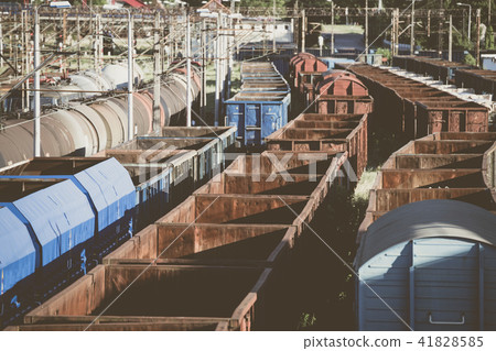 Old rusty cargo trains waiting to renovation. Old rusty cargo trains waiting to renovation. 41828585