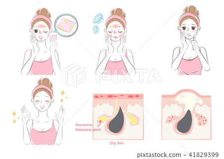 cartoon woman with face oil 41829399