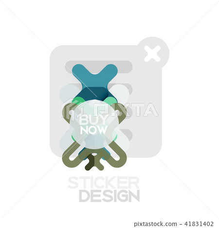 Flat design cross shape geometric sticker icon, paper style design with buy now sample text, for 41831402