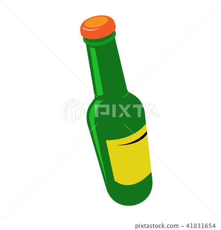 Tilted beer bottle with cap - green bottle Tilted beer bottle with cap - green bottle 41831654