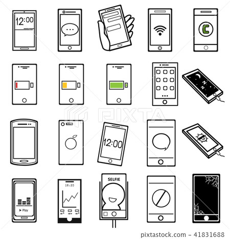 Smartphone icon material Black and white set 41831688