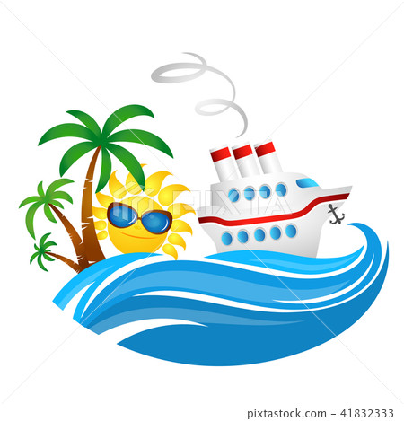 Cruise ship on wave and sun Cruise ship on wave and sun 41832333