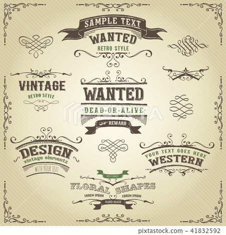 Hand Drawn Western Banners And Ribbons Hand Drawn Western Banners And Ribbons 41832592