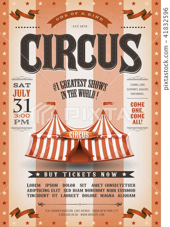 Vintage Grunge Striped Circus Poster Vintage Grunge Striped Circus Poster 41832596