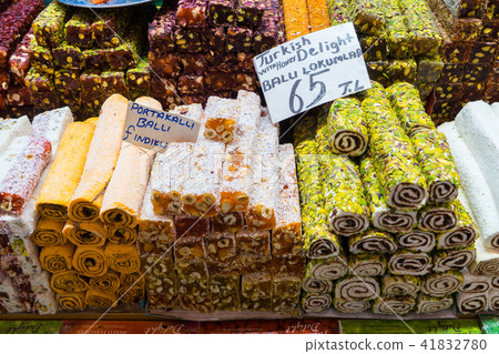 Turkish delight or lokum sold in Spice Bazaar. Turkish delight or lokum sold in Spice Bazaar. 41832780