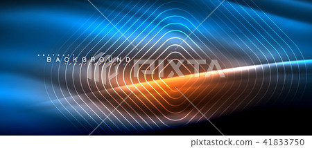 Neon glowing lines, magic energy space light concept, abstract background wallpaper design 41833750
