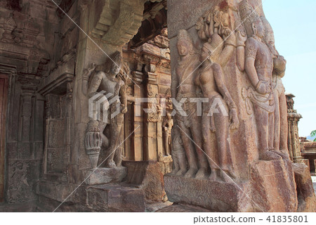 Carved figures dvarapala and charming mithunas Carved figures dvarapala and charming mithunas 41835801