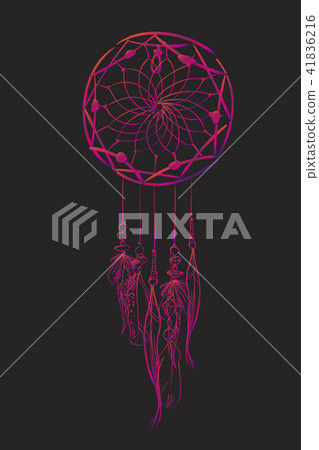 Vector illustration with pink dream catcher Vector illustration with pink dream catcher 41836216