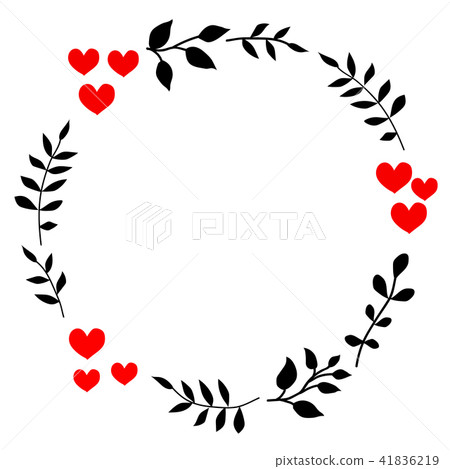 Doodle heart and leaf circle frame Doodle heart and leaf circle frame 41836219