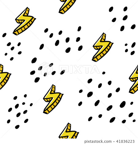Kids hand drawn seamless pattern with flash 41836223