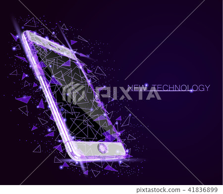Low poly smartphone mobile touch screen display. Triangle polygonal geometric design connected dots 41836899