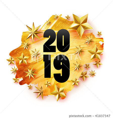 New Year symbol on the gold with stars New Year symbol on the gold with stars 41837347