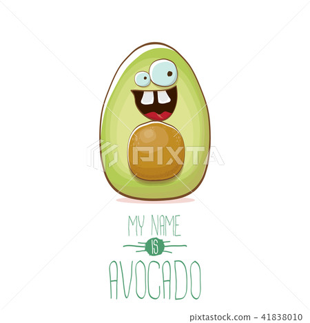 funny cartoon cute green avocado character isolated on white background. My name is avocado vector funny cartoon cute green avocado character isolated on white background. My name is avocado vector 41838010