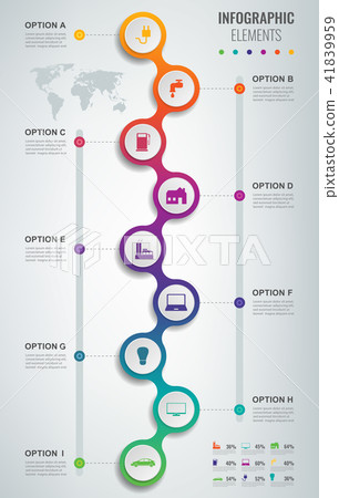 Abstract 3D infographic template with 9 options. Business presentation concept. Vector 41839959