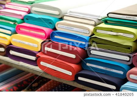 colorful fabric rolls on textile market - colorful fabric rolls on textile market - 41840205