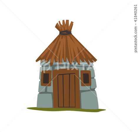 Old stone house with thatched roof vector Illustration on a white background Old stone house with thatched roof vector Illustration on a white background 41840261
