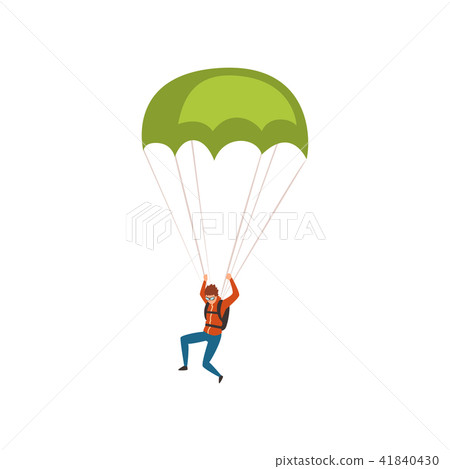 Skydiver descending with a parachute in the sky, parachuting sport and leisure activity concept 41840430