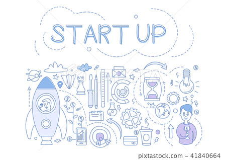Start up set, hand drawn financial design elements for banner, poster, brochure, flyer, advertising 41840664