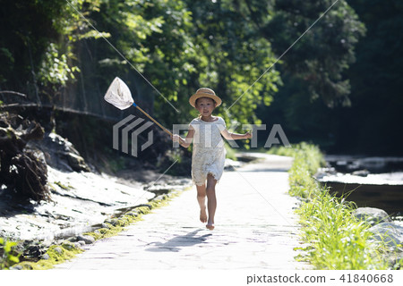 Girls playing on mountain streams Girls playing on mountain streams 41840668