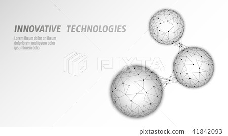 Abstract low poly biological connected cell. Connection world communication technology polygonal 41842093
