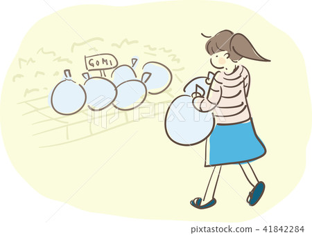 Woman putting out garbage 41842284